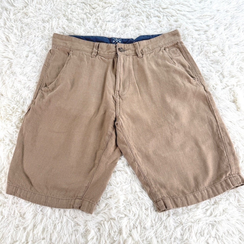 Lerros 1979 Mens Brown Linen Chino Shorts Casual Cotton Blend Flat Front Size 31